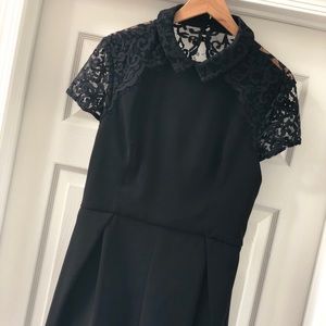 topshop • black romper w lace sleeves & collar